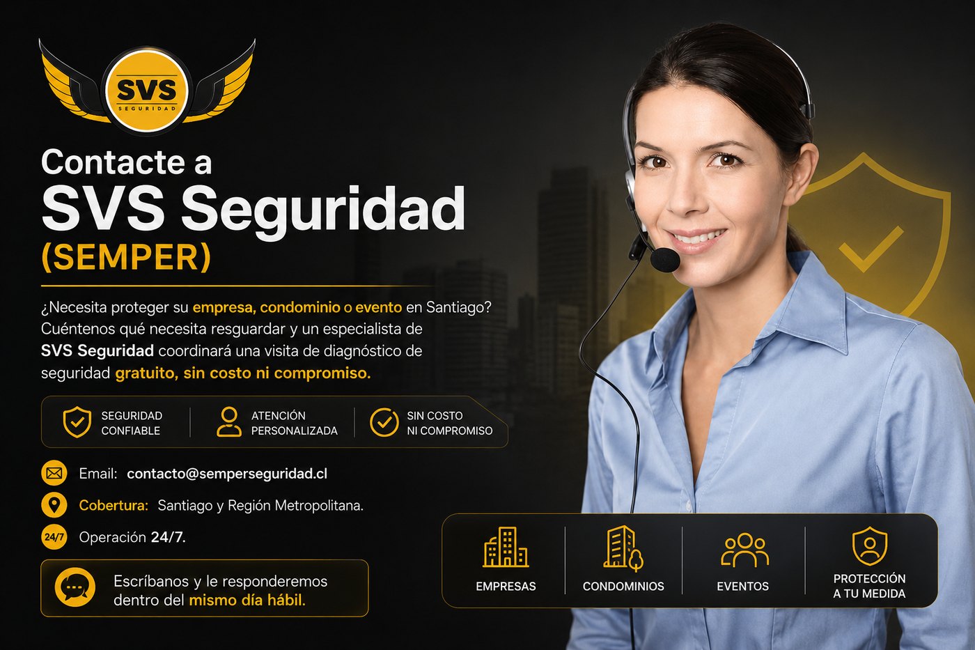 Contacte a SVS Seguridad (SEMPER), empresa de seguridad privada en Santiago